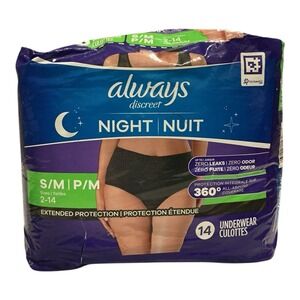 Always Discreet Night Underwear (14 ct) - Leak Protection - S/M